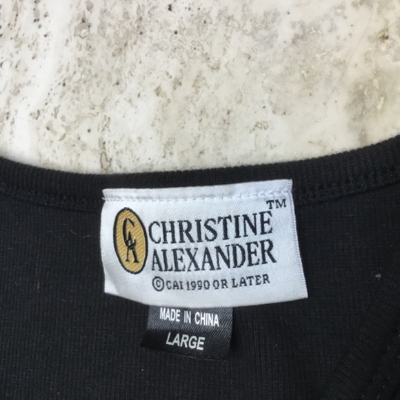 Christine Alexander Black Ribbed Tank Top with Swarovski Crystal Embellishments - Picture 3 of 4